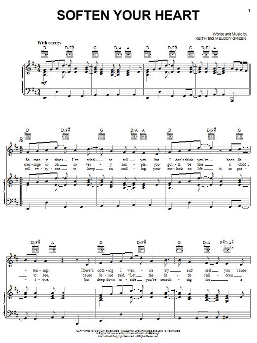 Keith Green Soften Your Heart Sheet Music Notes & Chords for Piano, Vocal & Guitar (Right-Hand Melody) - Download or Print PDF