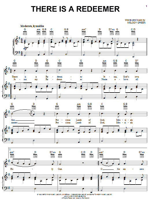 Keith Green There Is A Redeemer Sheet Music Notes & Chords for Guitar Tab - Download or Print PDF