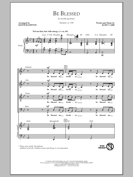 Keith Hampton Be Blessed Sheet Music Notes & Chords for SATB - Download or Print PDF