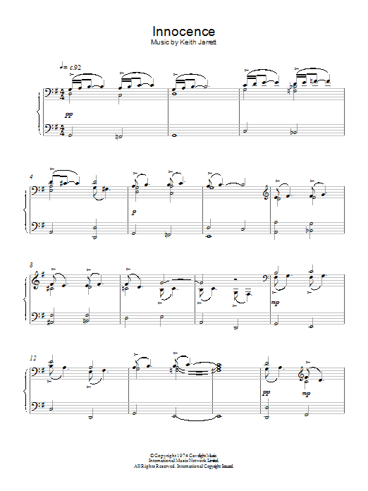 Keith Jarrett Innocence Sheet Music Notes & Chords for Piano - Download or Print PDF