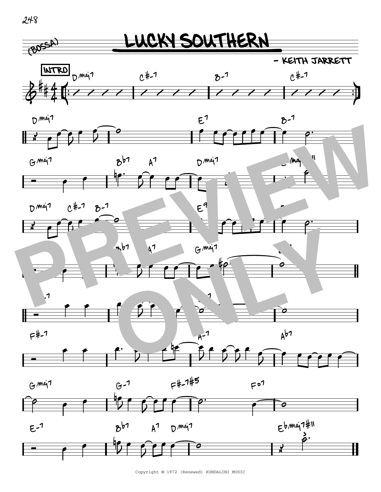 Keith Jarrett Lucky Southern [Reharmonized version] (arr. Jack Grassel) Sheet Music Notes & Chords for Real Book – Melody & Chords - Download or Print PDF