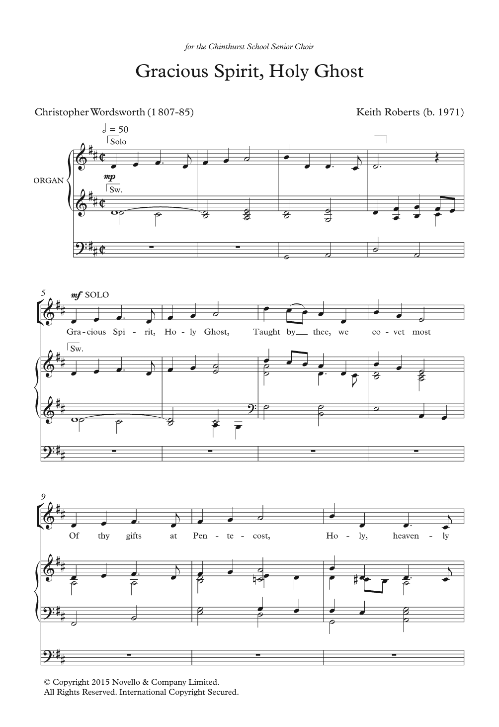 Keith Roberts Gracious Spirit, Holy Ghost Sheet Music Notes & Chords for SSAA - Download or Print PDF