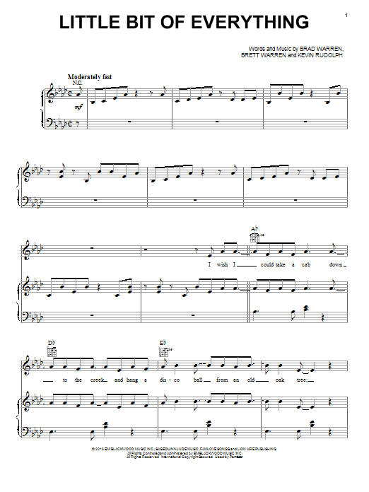 Keith Urban Little Bit Of Everything Sheet Music Notes & Chords for Piano, Vocal & Guitar (Right-Hand Melody) - Download or Print PDF