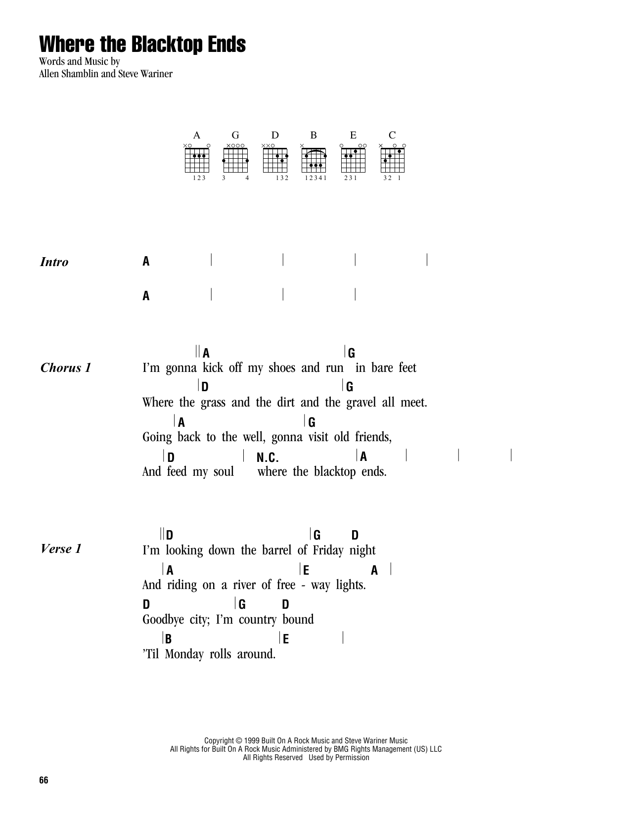 Keith Urban Where The Blacktop Ends Sheet Music Notes & Chords for Lyrics & Chords - Download or Print PDF