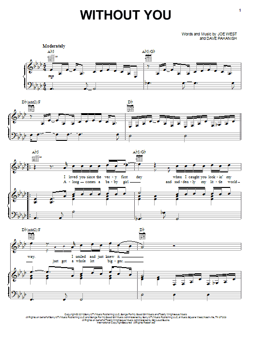 Keith Urban Without You Sheet Music Notes & Chords for Piano, Vocal & Guitar (Right-Hand Melody) - Download or Print PDF