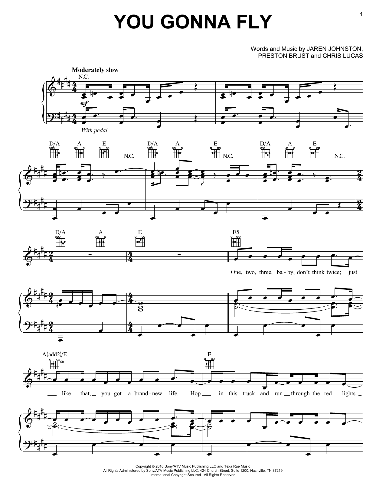 Keith Urban You Gonna Fly Sheet Music Notes & Chords for Piano, Vocal & Guitar (Right-Hand Melody) - Download or Print PDF