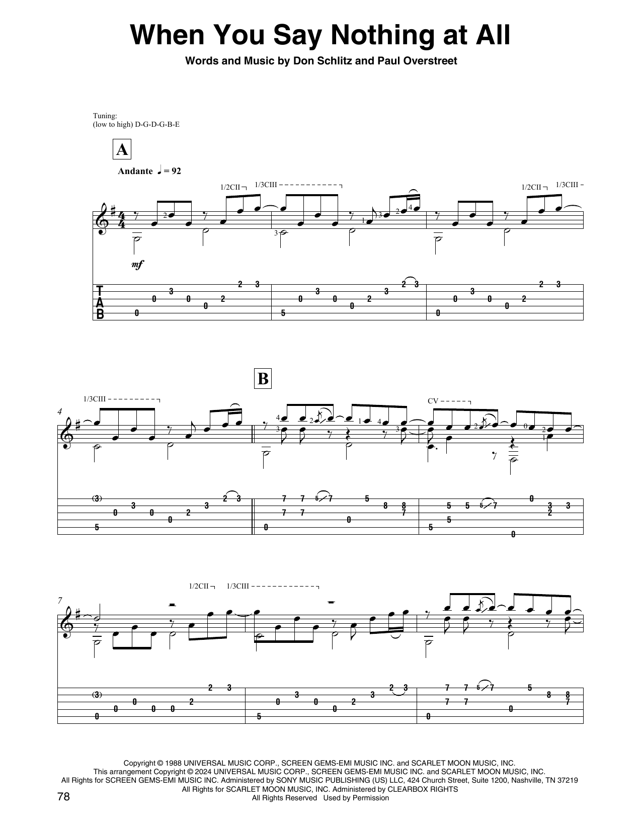 Keith Whitley When You Say Nothing At All (arr. David Jaggs) Sheet Music Notes & Chords for Solo Guitar - Download or Print PDF