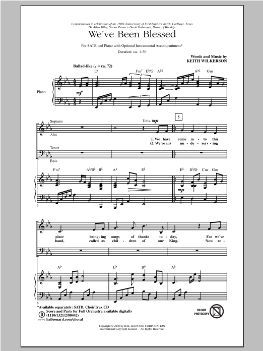 Keith Wilkerson We've Been Blessed Sheet Music Notes & Chords for SATB - Download or Print PDF