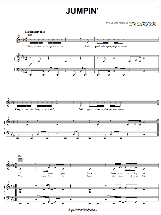 Keke Palmer Jumpin' Sheet Music Notes & Chords for Piano, Vocal & Guitar (Right-Hand Melody) - Download or Print PDF