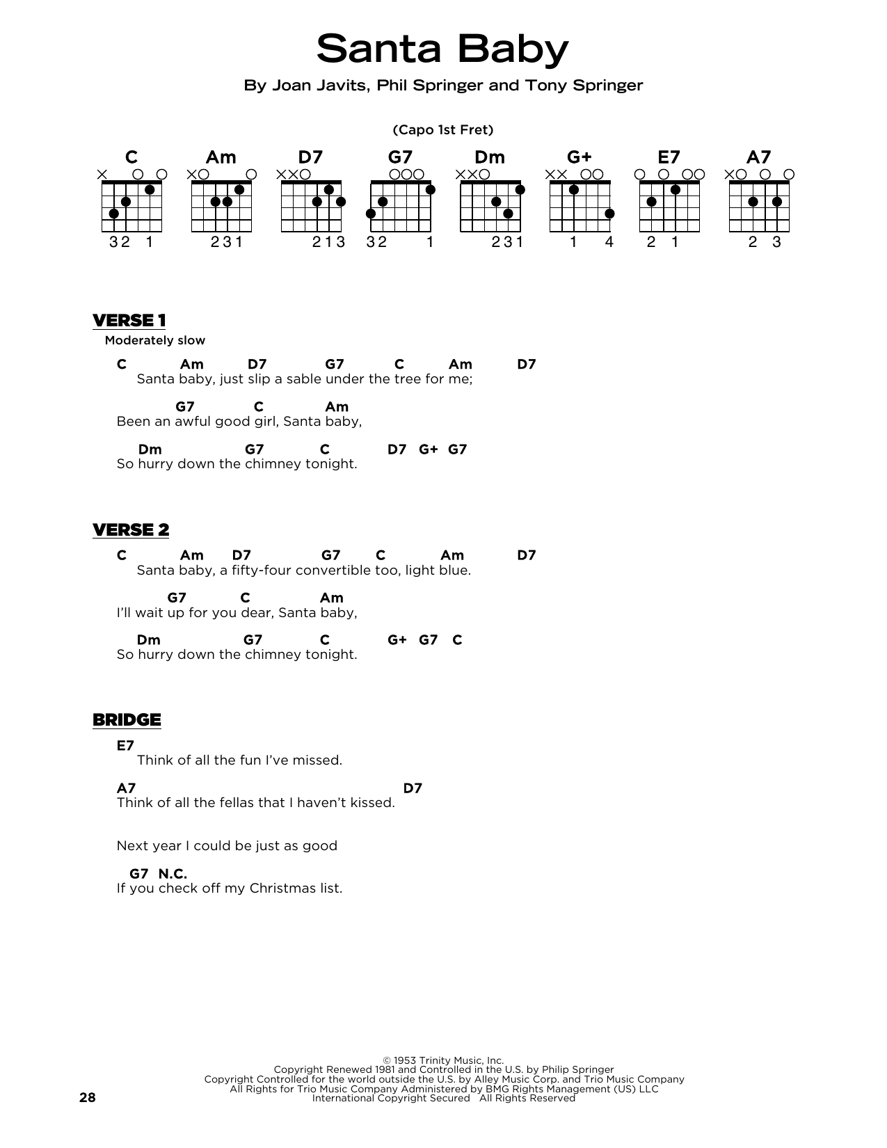 Kellie Pickler Santa Baby Sheet Music Notes & Chords for Really Easy Guitar - Download or Print PDF