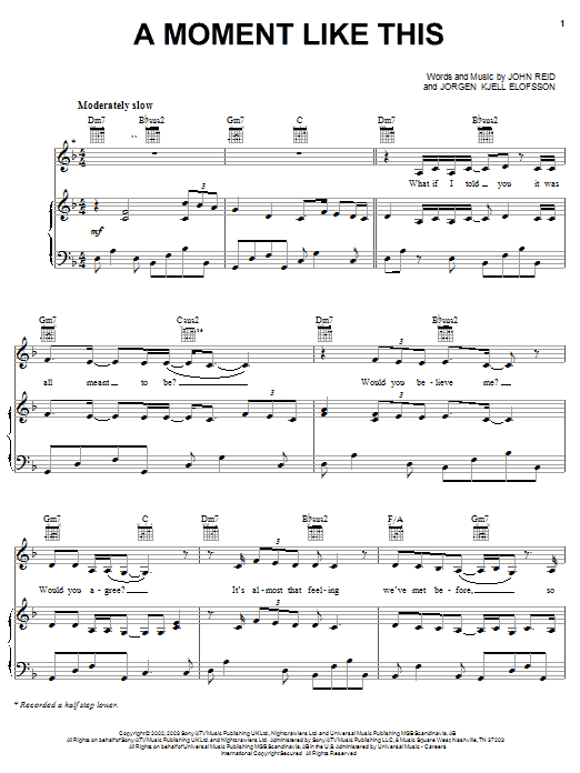 Kelly Clarkson A Moment Like This Sheet Music Notes & Chords for Easy Piano - Download or Print PDF