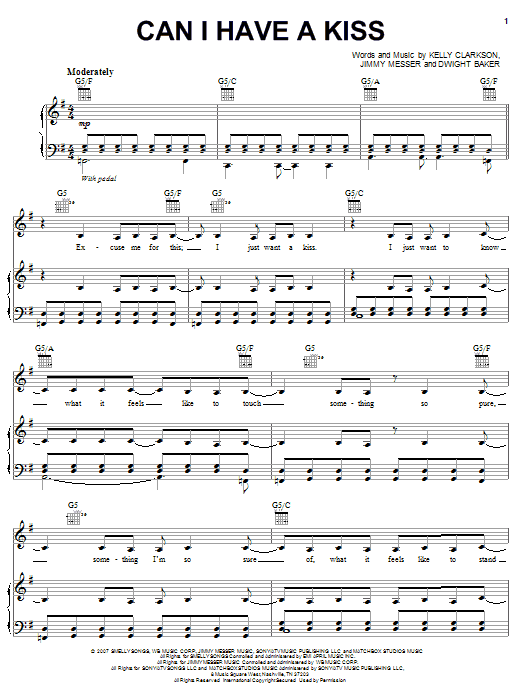 Kelly Clarkson Can I Have A Kiss Sheet Music Notes & Chords for Piano, Vocal & Guitar (Right-Hand Melody) - Download or Print PDF