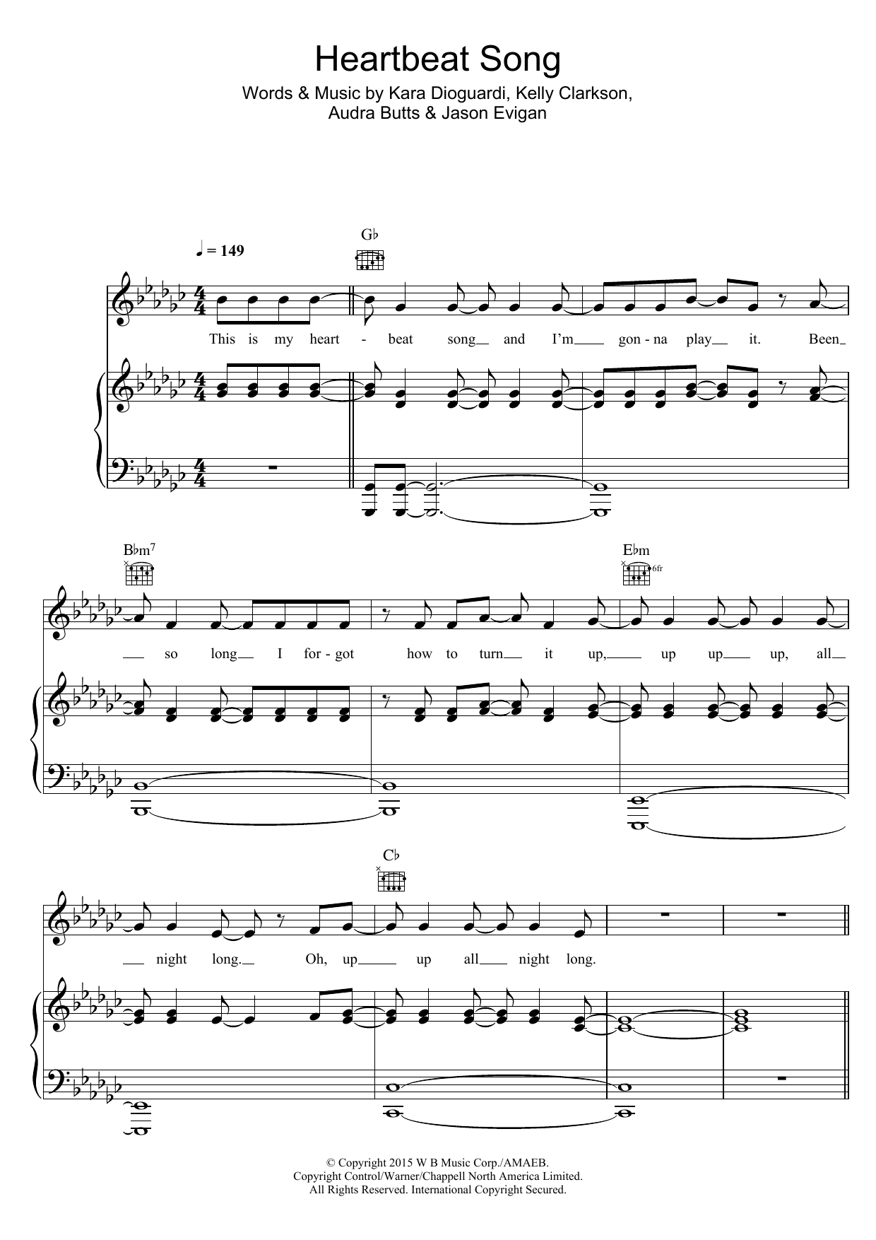 Kelly Clarkson Heartbeat Song Sheet Music Notes & Chords for Piano, Vocal & Guitar - Download or Print PDF
