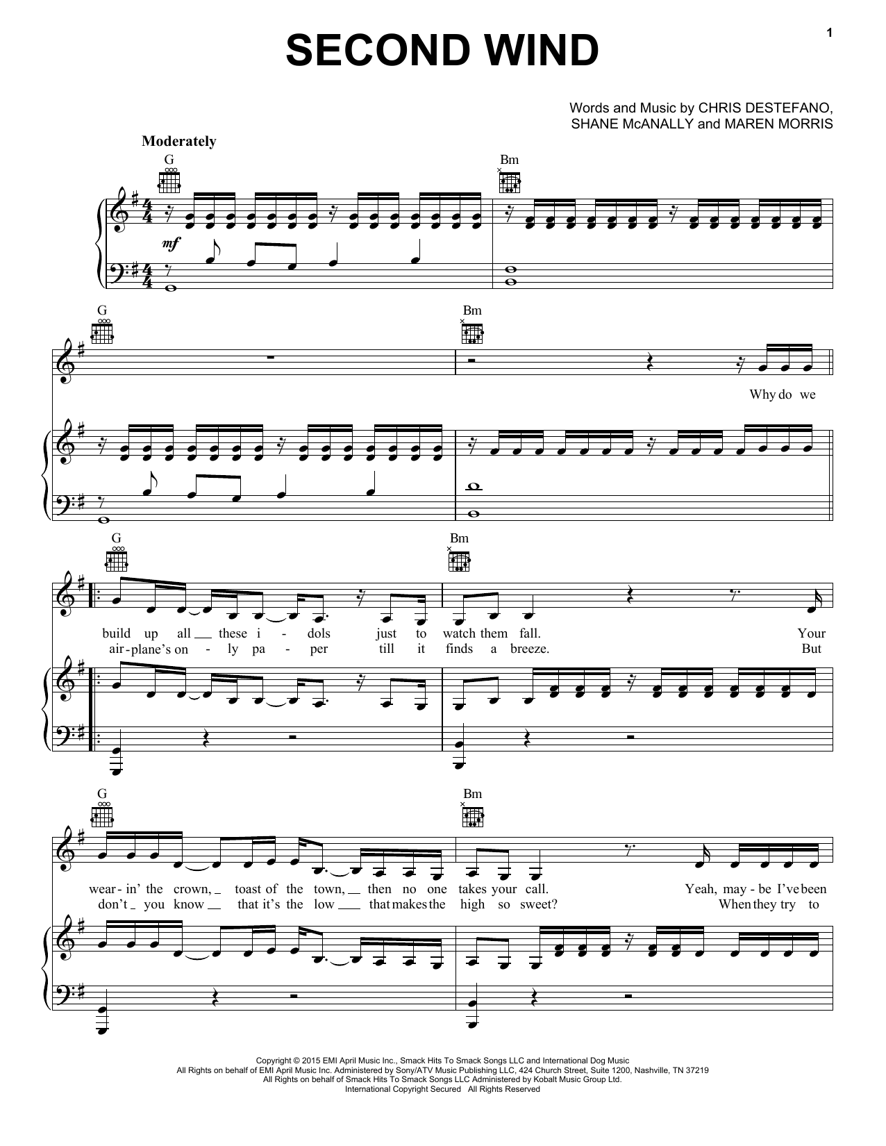Kelly Clarkson Second Wind Sheet Music Notes & Chords for Piano, Vocal & Guitar (Right-Hand Melody) - Download or Print PDF