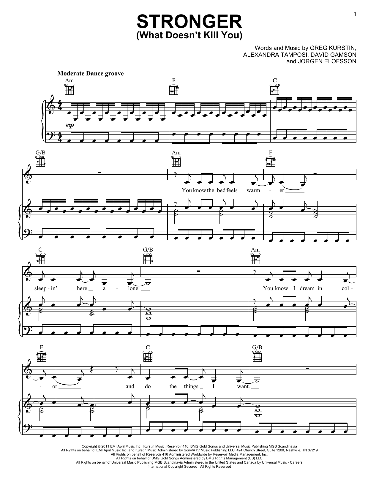 Kelly Clarkson Stronger (What Doesn't Kill You) Sheet Music Notes & Chords for Super Easy Piano - Download or Print PDF