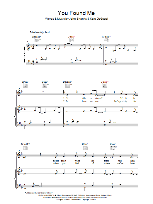 Kelly Clarkson You Found Me Sheet Music Notes & Chords for Piano, Vocal & Guitar (Right-Hand Melody) - Download or Print PDF