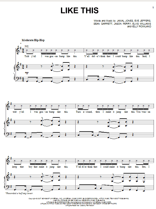 Kelly Rowland featuring Eve Like This Sheet Music Notes & Chords for Piano, Vocal & Guitar (Right-Hand Melody) - Download or Print PDF
