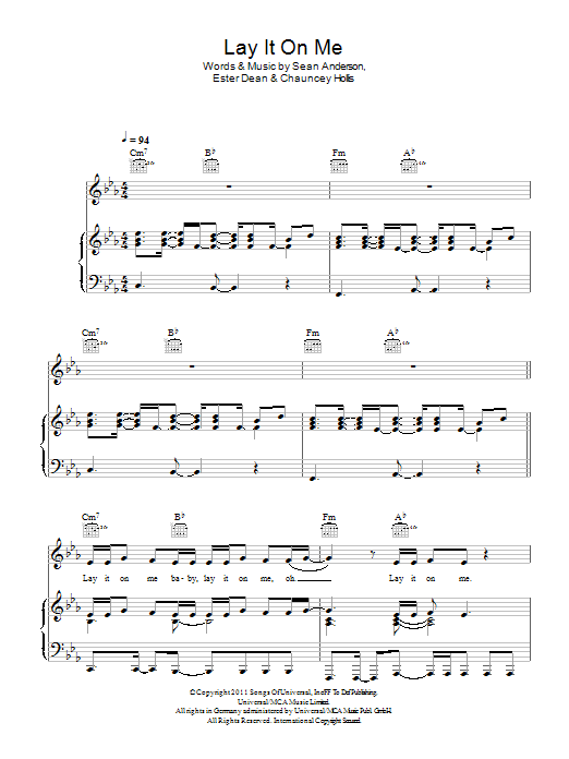 Kelly Rowland Lay It On Me Sheet Music Notes & Chords for Piano, Vocal & Guitar (Right-Hand Melody) - Download or Print PDF