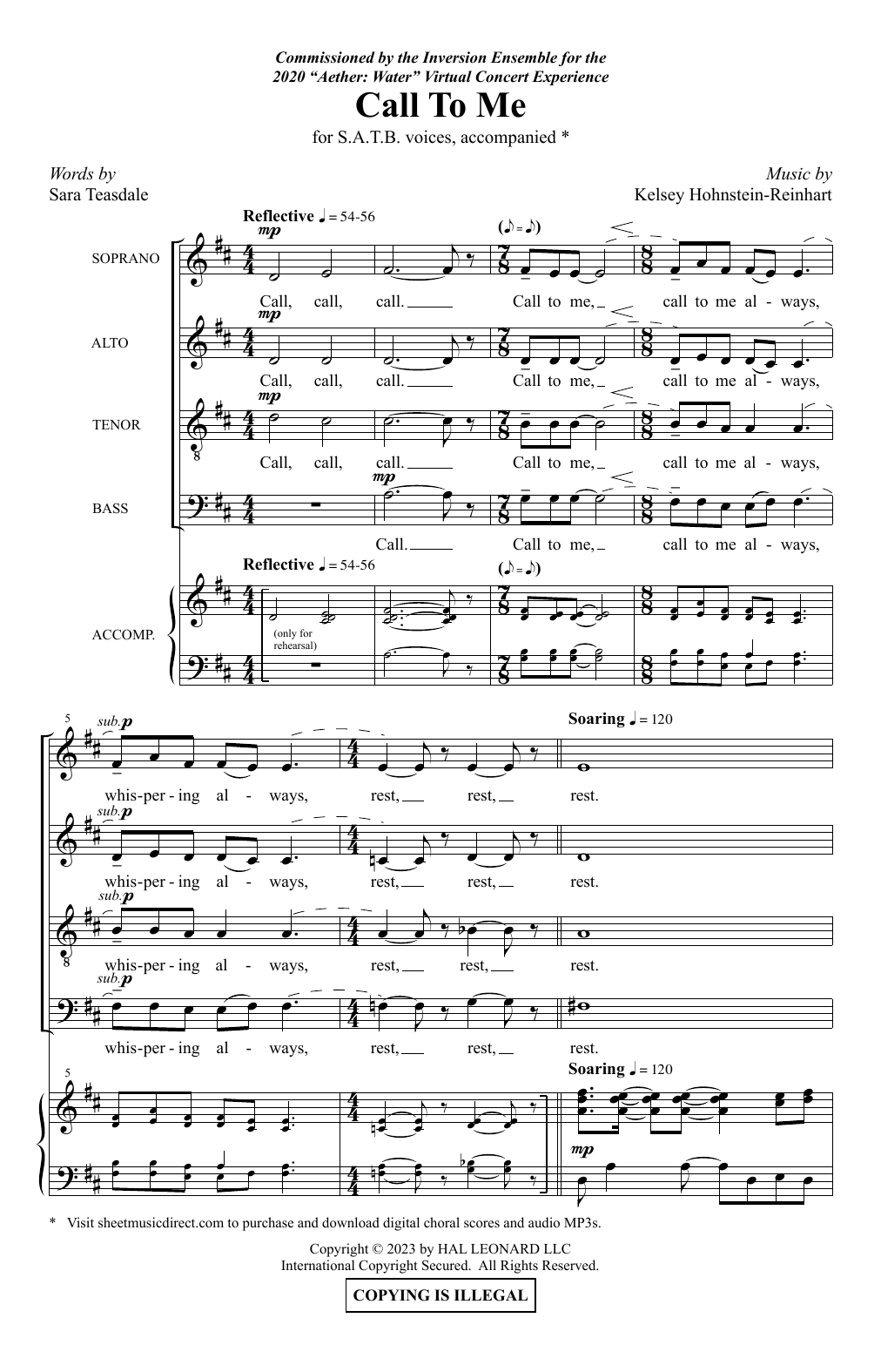 Kelsey Hohnstein-Reinhart Call To Me Sheet Music Notes & Chords for SATB Choir - Download or Print PDF