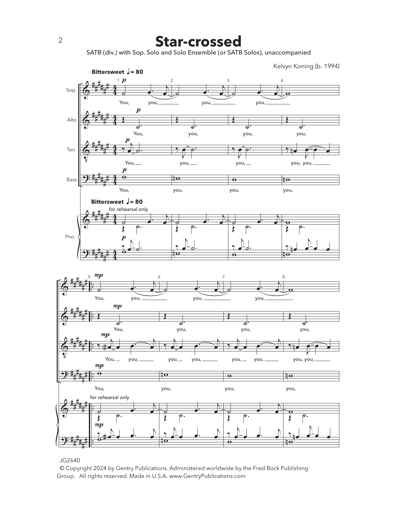 Kelvyn Koning Star-Crossed Sheet Music Notes & Chords for SATB Choir - Download or Print PDF