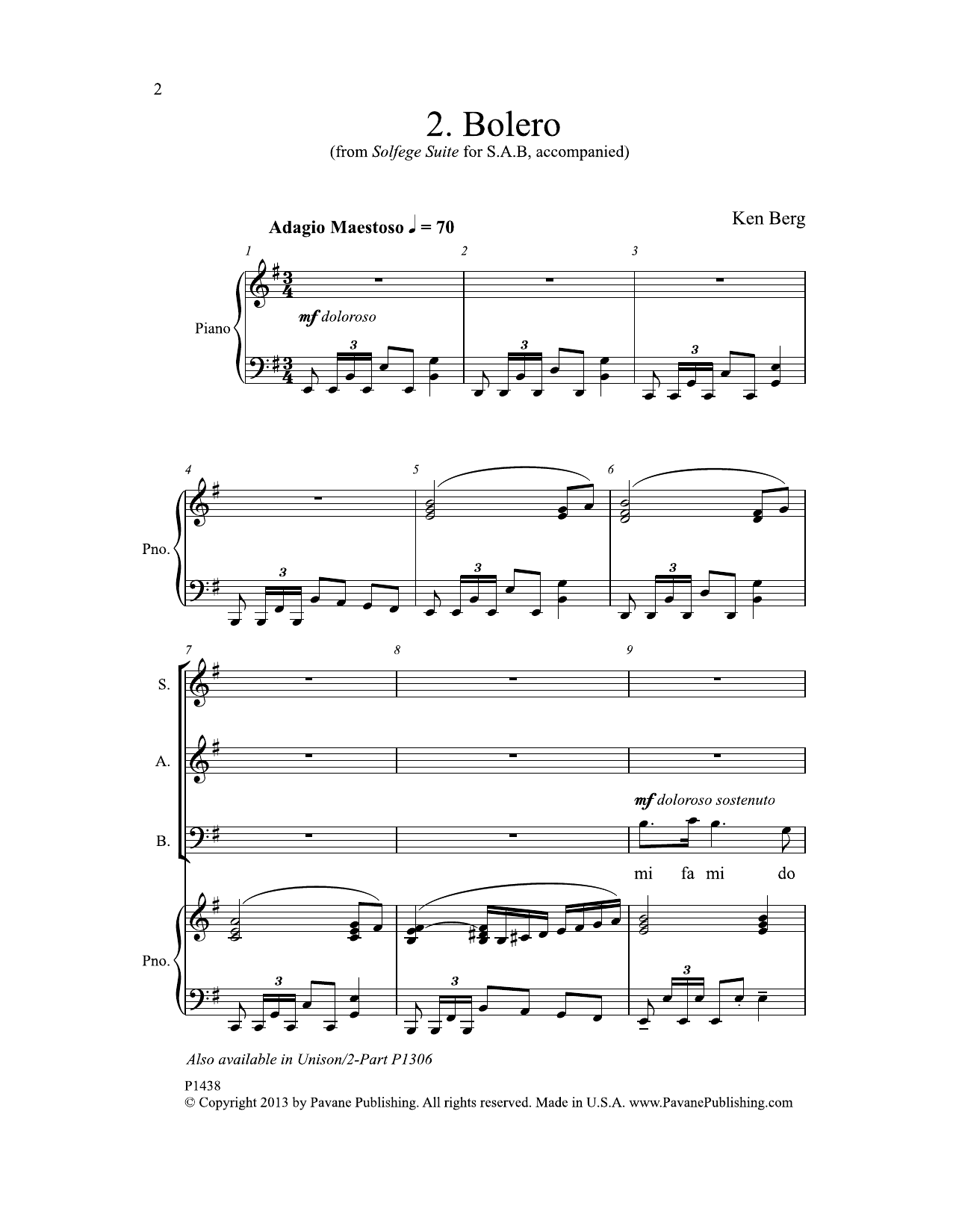 Ken Berg Bolero Sheet Music Notes & Chords for Choral - Download or Print PDF