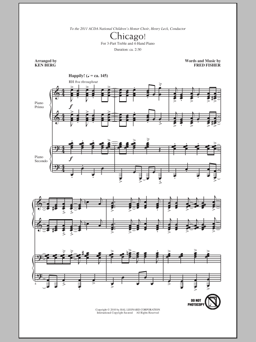 Ken Berg Chicago! Sheet Music Notes & Chords for 3-Part Treble - Download or Print PDF