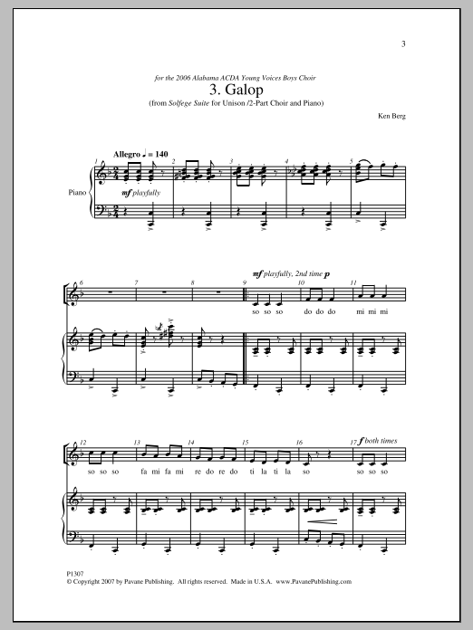 Ken Berg Galop Sheet Music Notes & Chords for Choral - Download or Print PDF