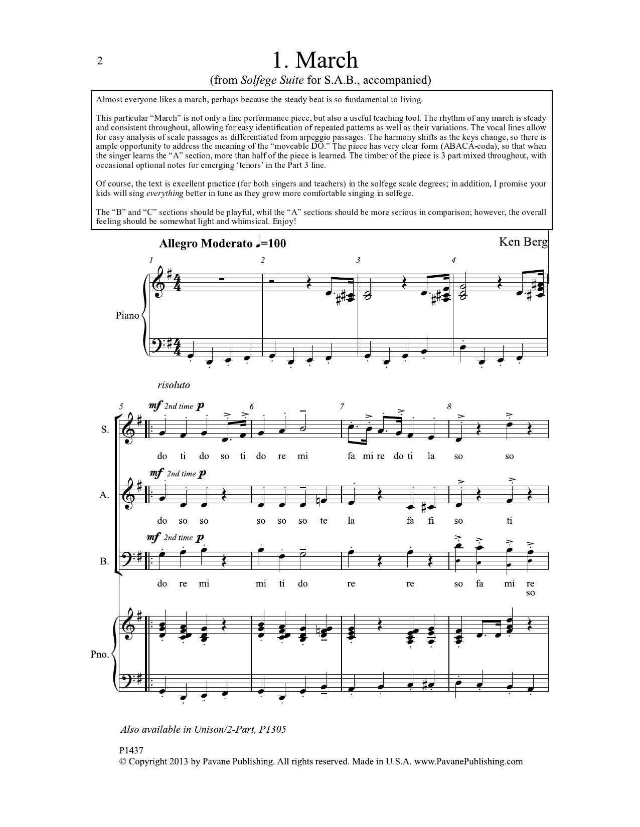 Ken Berg March Sheet Music Notes & Chords for Choral - Download or Print PDF