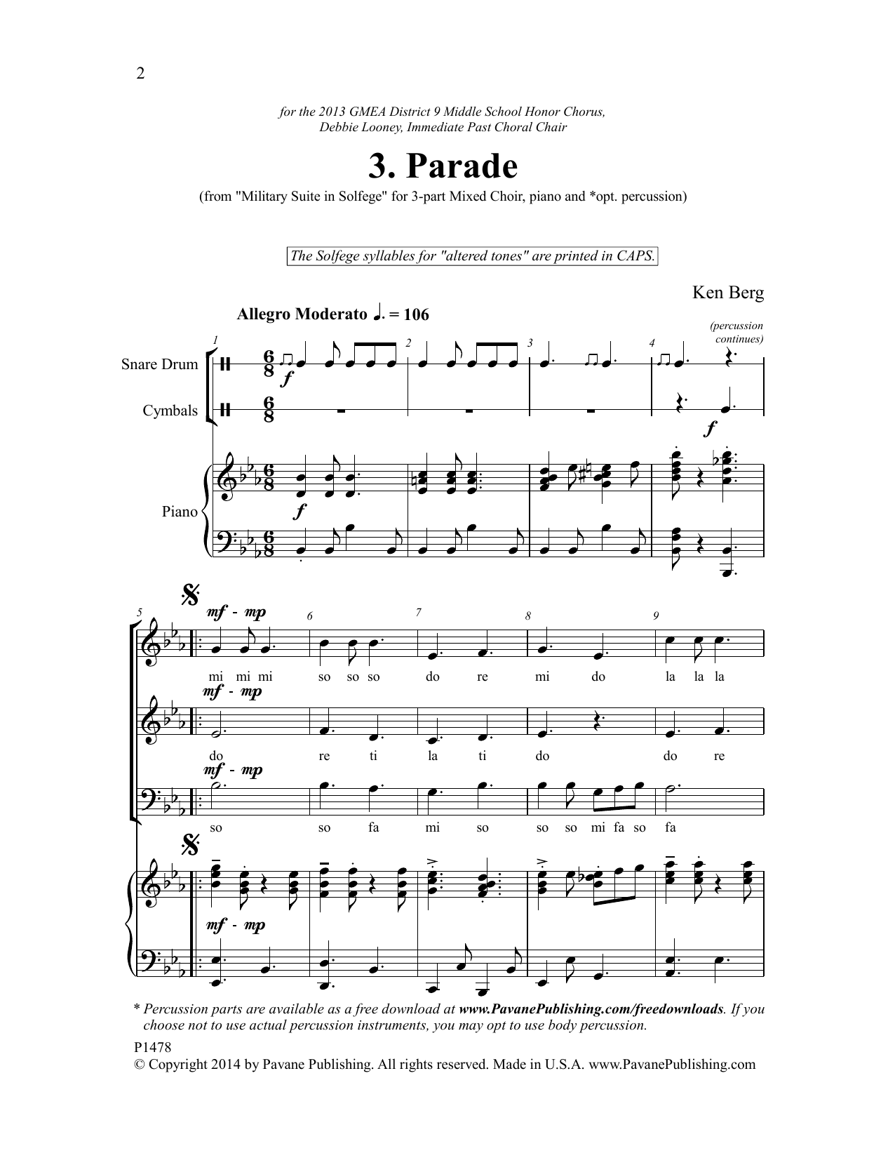 Ken Berg Parade Sheet Music Notes & Chords for Choral - Download or Print PDF