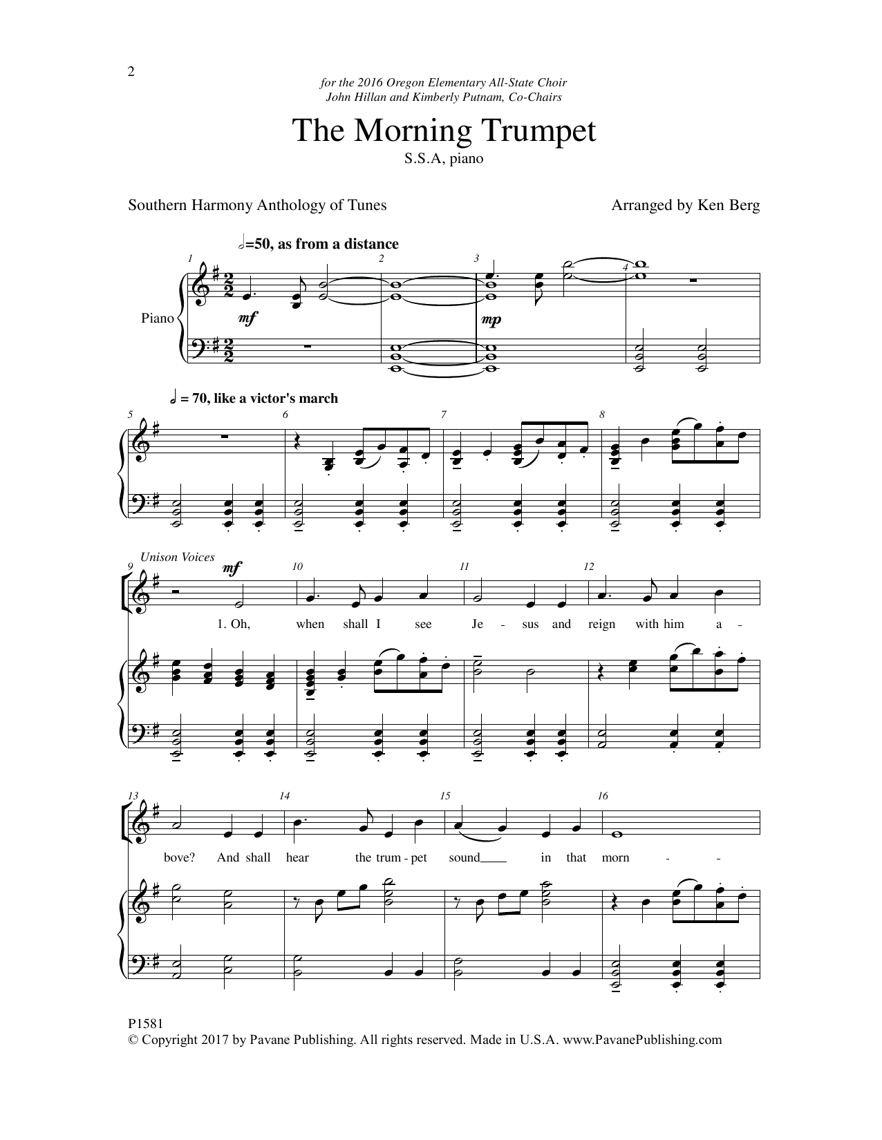 Ken Berg The Morning Trumpet Sheet Music Notes & Chords for Choral - Download or Print PDF