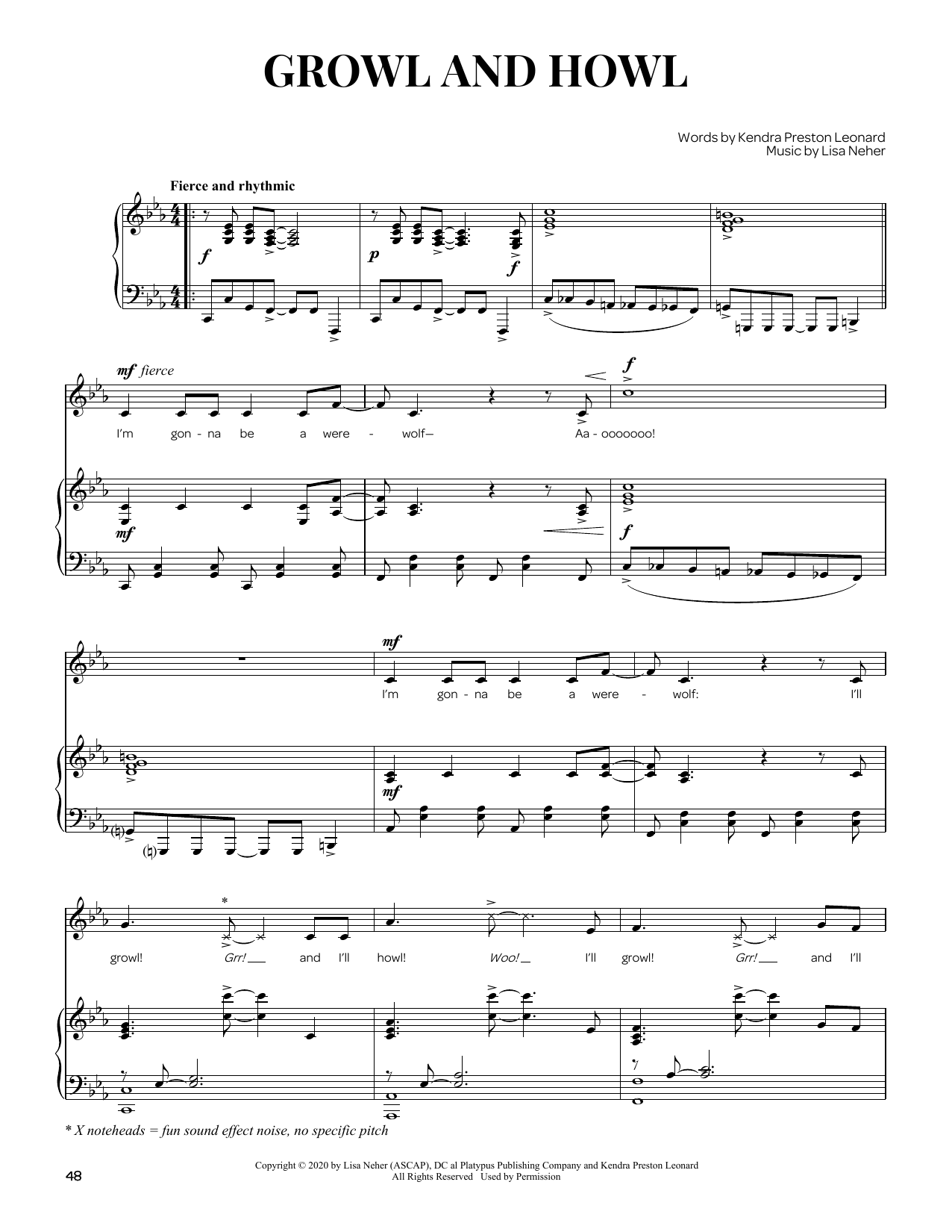 Kendra Preston Leonard Growl And Howl Sheet Music Notes & Chords for Piano & Vocal - Download or Print PDF