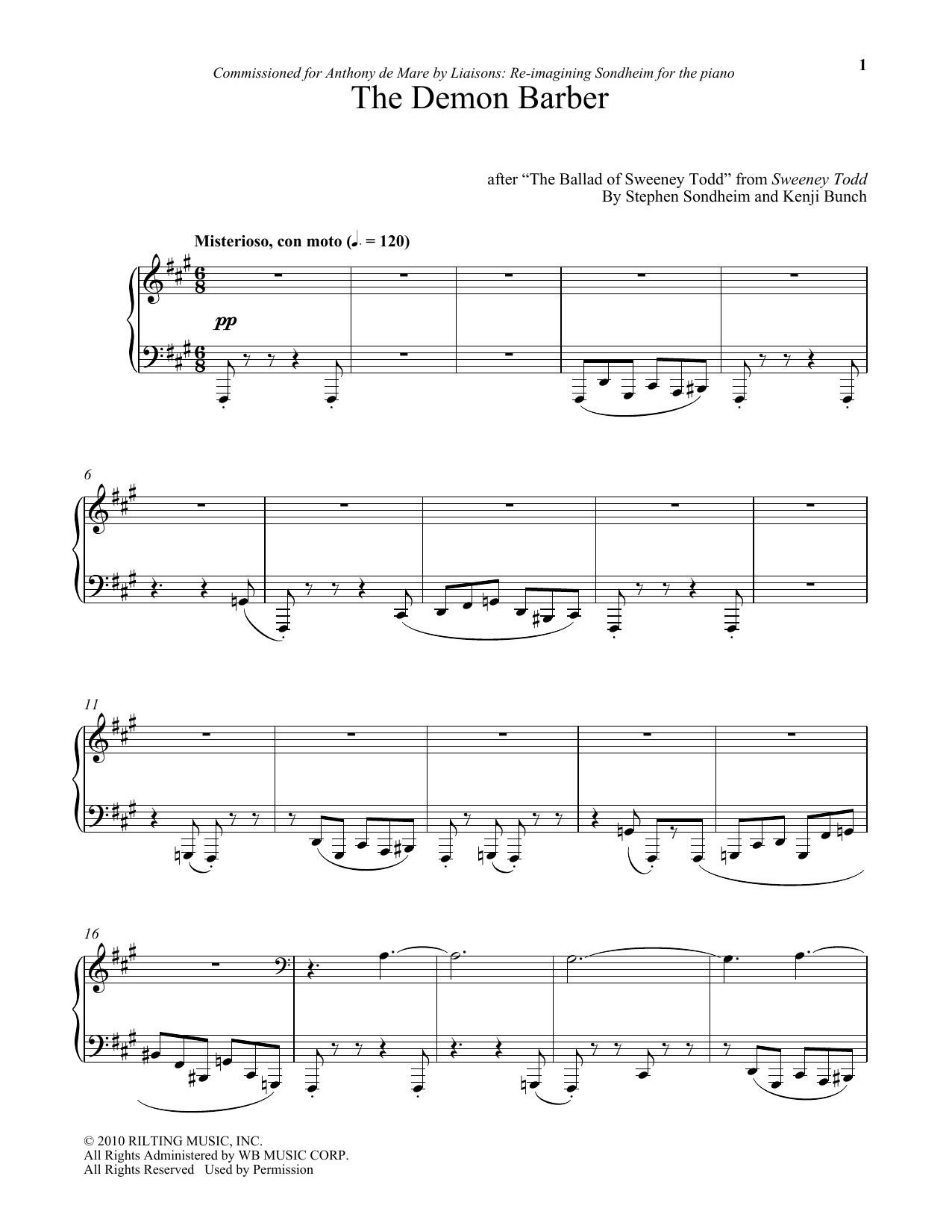 Kenji Bunch The Demon Barber Sheet Music Notes & Chords for Piano - Download or Print PDF