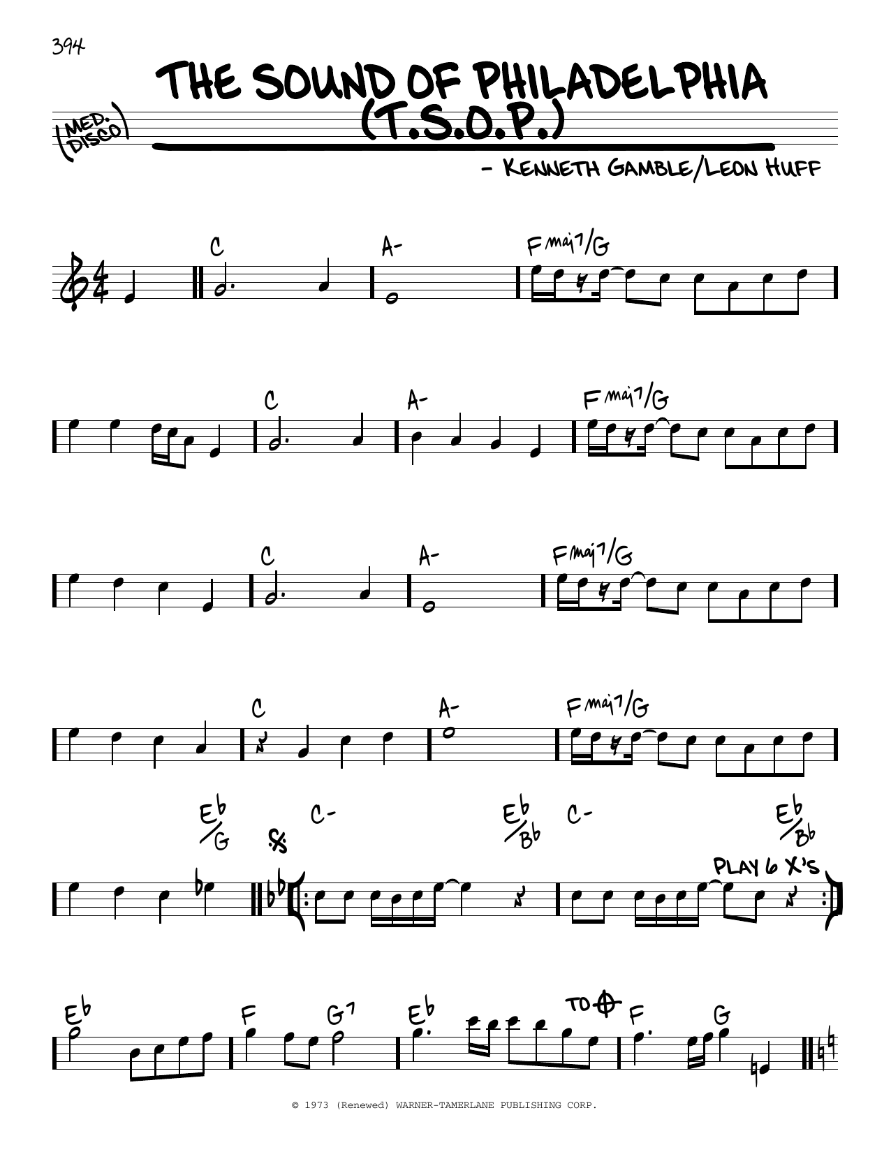 Kenneth Gamble The Sound Of Philadelphia (T.S.O.P.) Sheet Music Notes & Chords for Real Book – Melody & Chords - Download or Print PDF