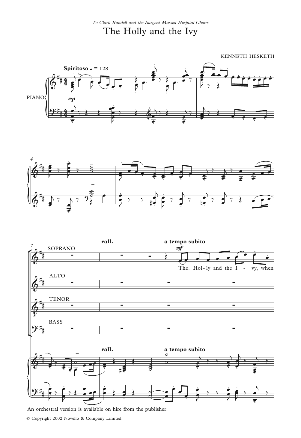 Kenneth Hesketh The Holly And The Ivy Sheet Music Notes & Chords for Choir - Download or Print PDF