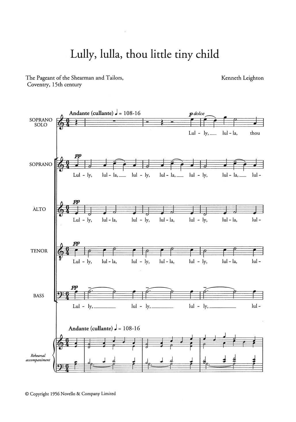 Kenneth Leighton Lully, Lulla, Thou Little Tiny Child Sheet Music Notes & Chords for Choir - Download or Print PDF