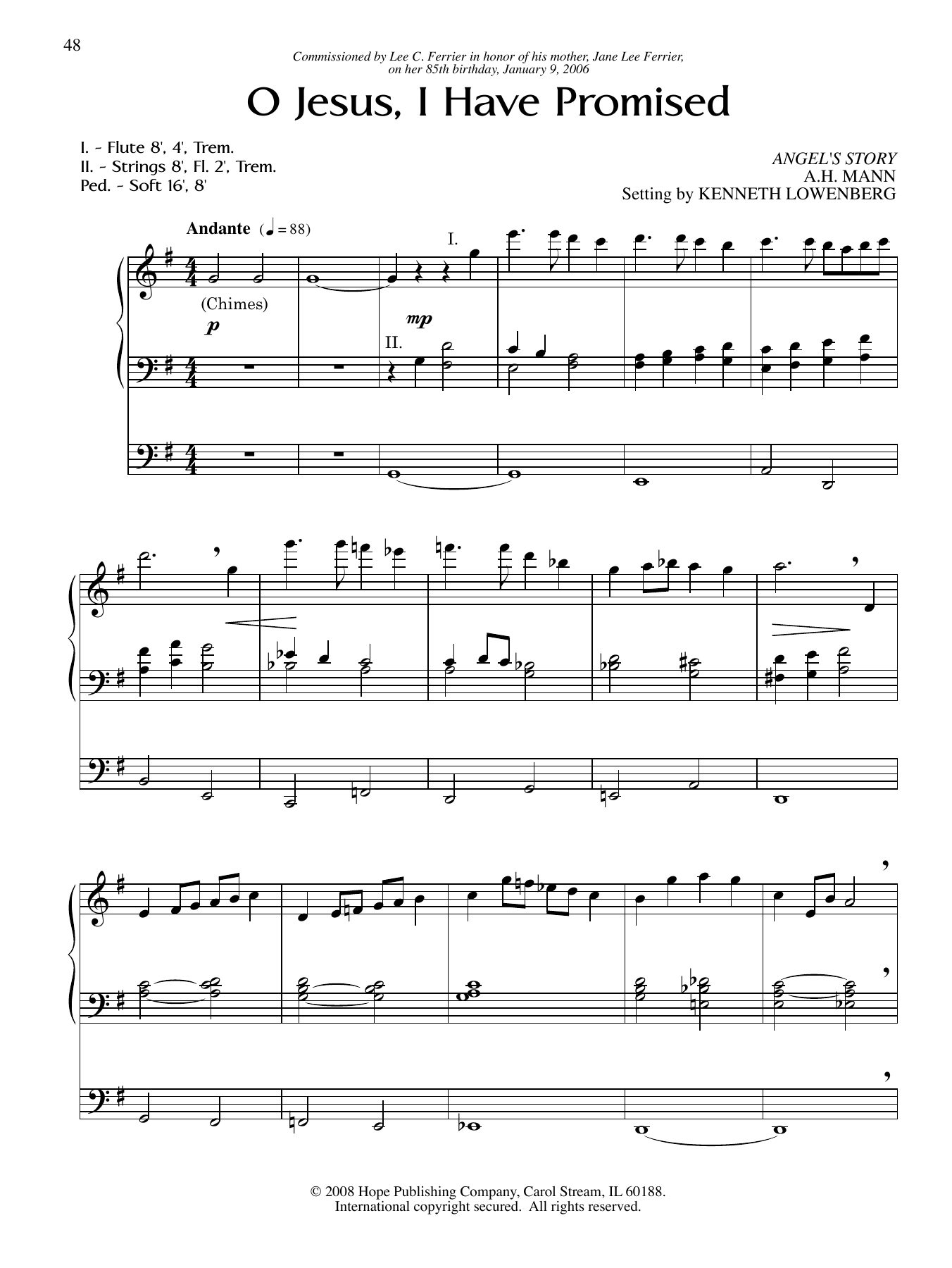 Kenneth Lowenberg O Jesus, I Have Promised Sheet Music Notes & Chords for Organ - Download or Print PDF