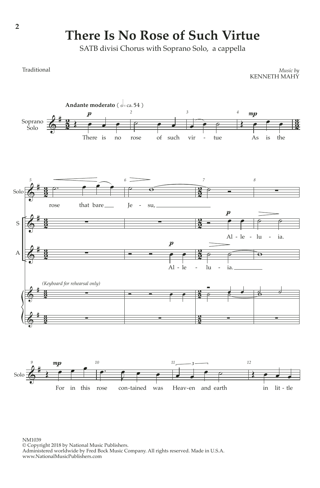 Kenneth Mahy There Is No Rose Of Such Virtue Sheet Music Notes & Chords for SATB Choir - Download or Print PDF
