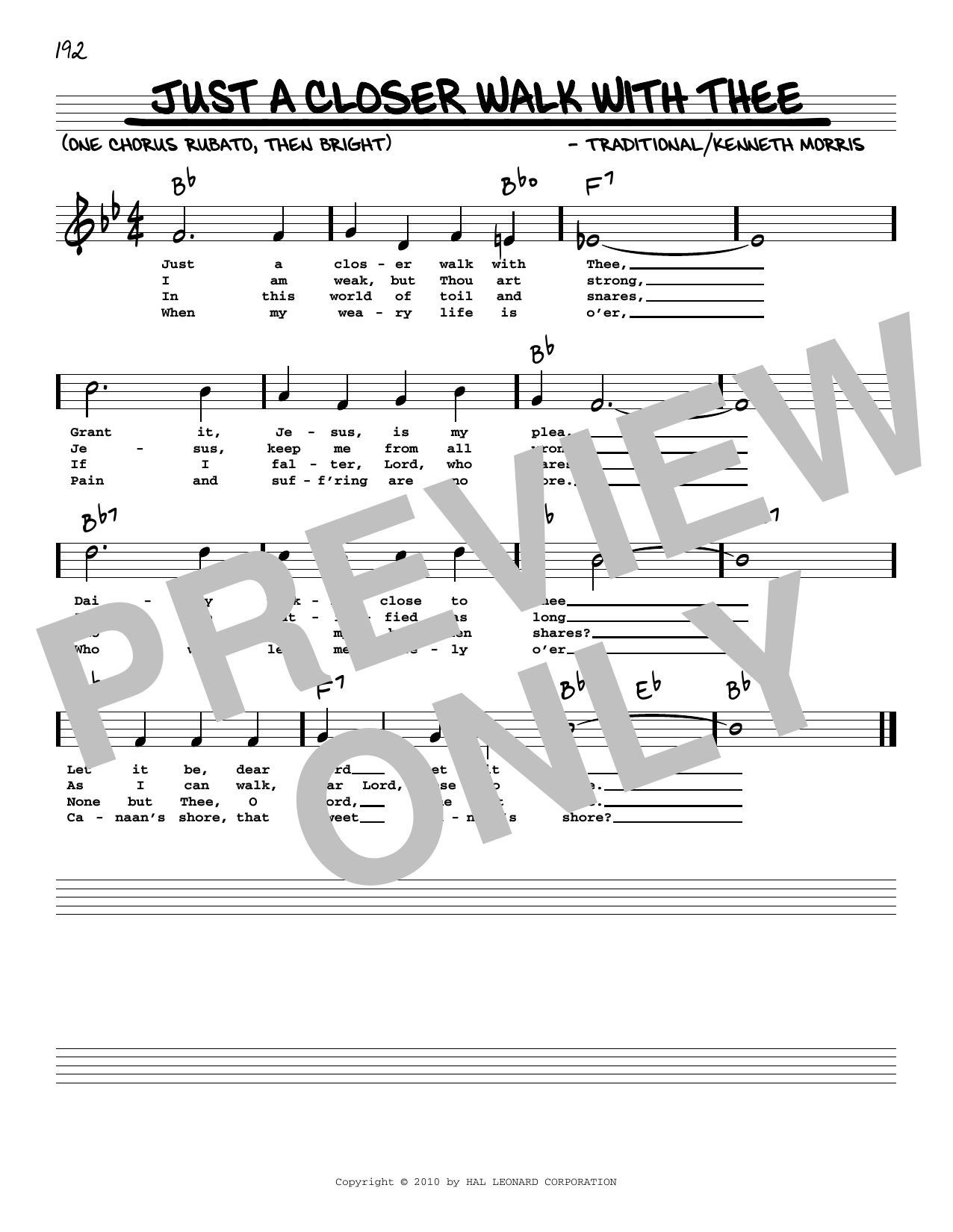 Kenneth Morris Just A Closer Walk With Thee (arr. Robert Rawlins) Sheet Music Notes & Chords for Real Book – Melody, Lyrics & Chords - Download or Print PDF
