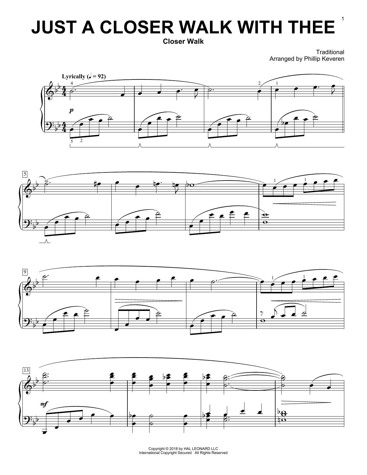 Kenneth Morris Just A Closer Walk With Thee [Classical version] (arr. Phillip Keveren) Sheet Music Notes & Chords for Piano - Download or Print PDF