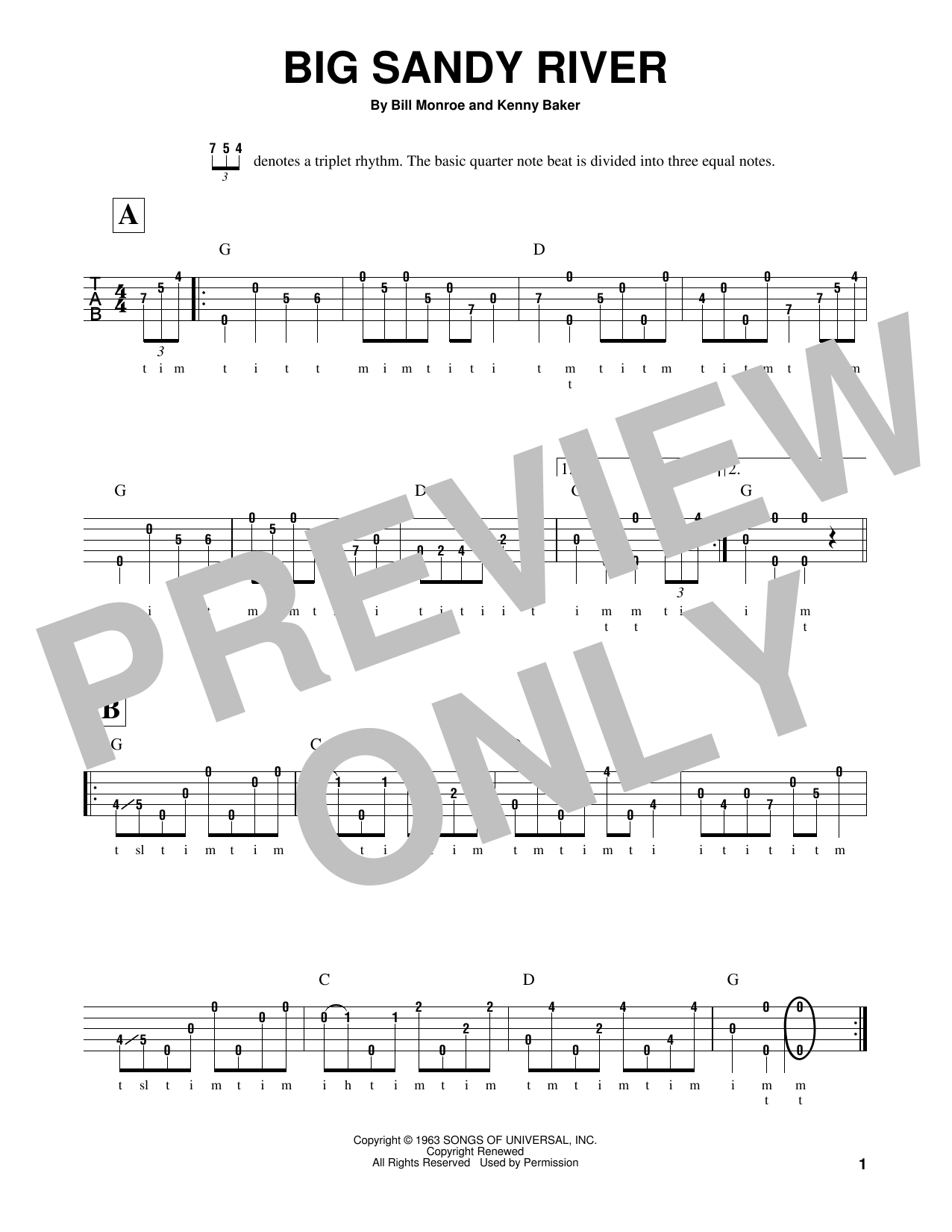 Kenny Baker Big Sandy River Sheet Music Notes & Chords for Banjo - Download or Print PDF