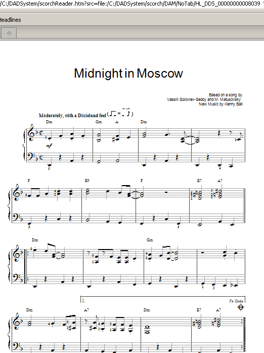 Kenny Ball Midnight In Moscow Sheet Music Notes & Chords for Easy Piano - Download or Print PDF