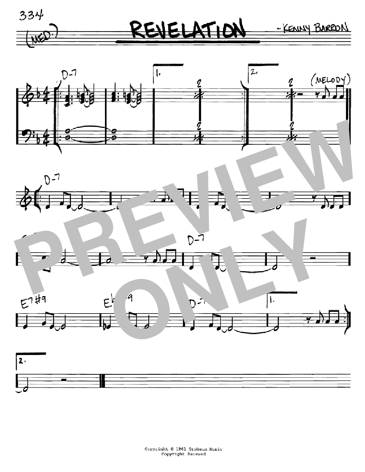 Kenny Barron Revelation Sheet Music Notes & Chords for Real Book - Melody & Chords - C Instruments - Download or Print PDF