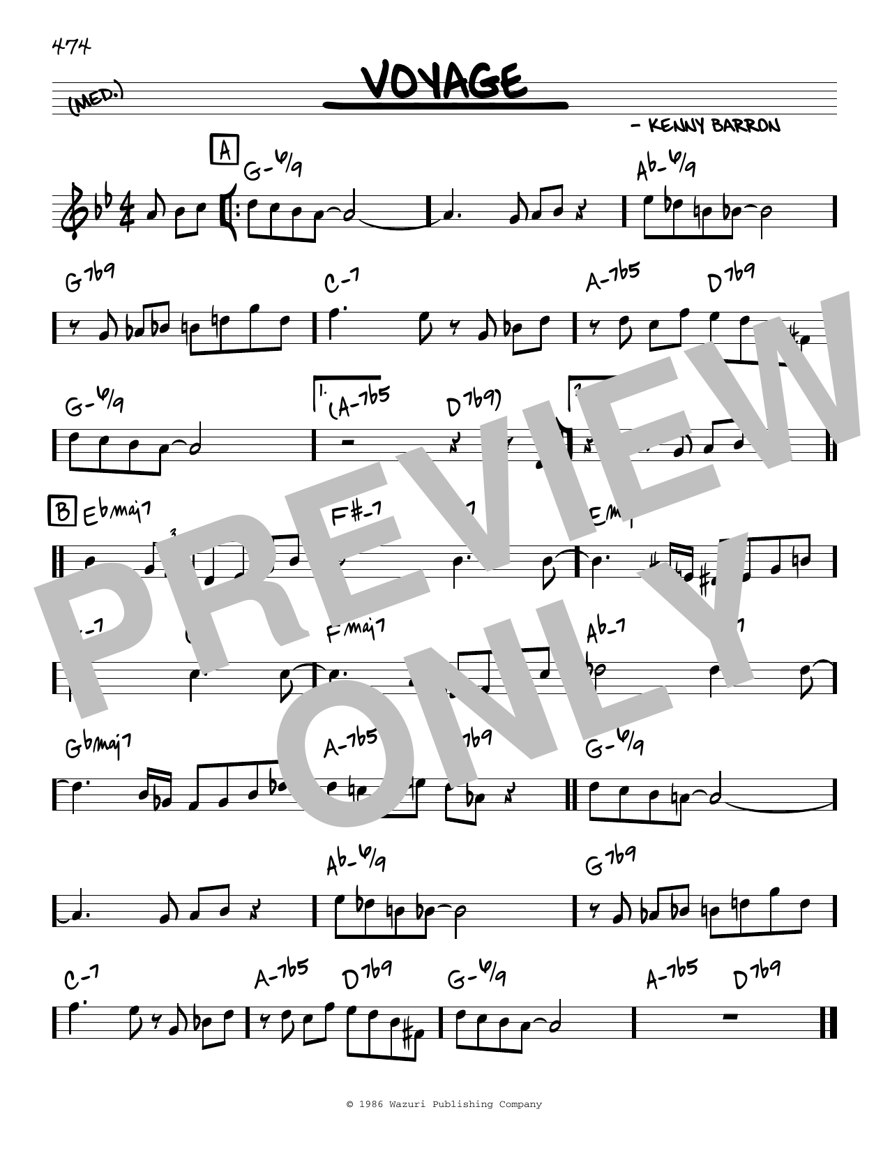 Kenny Barron Voyage Sheet Music Notes & Chords for Real Book – Melody & Chords - Download or Print PDF