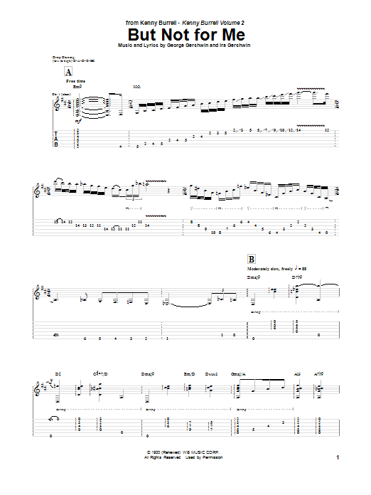 Kenny Burrell But Not For Me Sheet Music Notes & Chords for Guitar Tab - Download or Print PDF