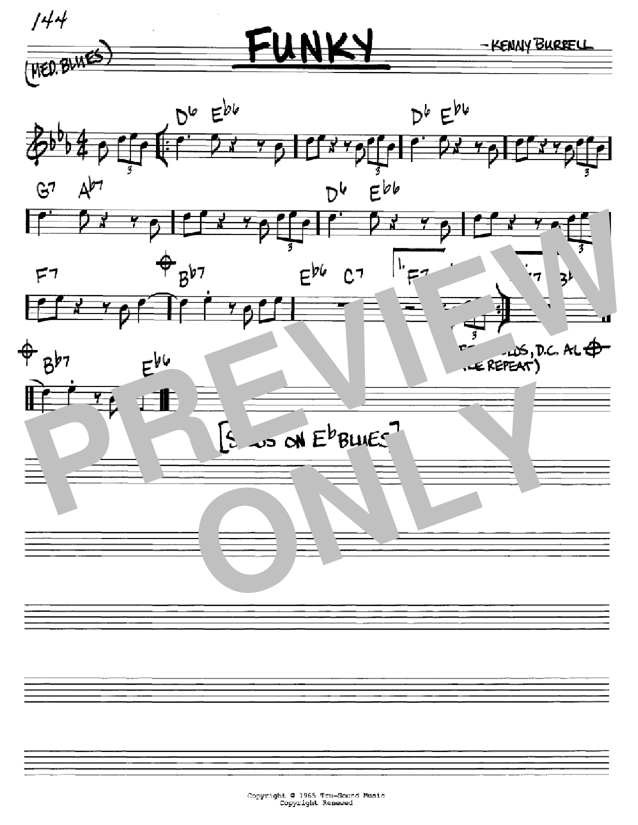 Kenny Burrell Funky Sheet Music Notes & Chords for Real Book – Melody & Chords – C Instruments - Download or Print PDF