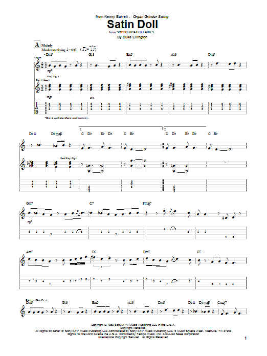 Kenny Burrell Satin Doll Sheet Music Notes & Chords for Guitar Tab - Download or Print PDF Kenny Burrell Satin Doll Sheet Music Notes & Chords for Guitar Tab - Download or Print PDF