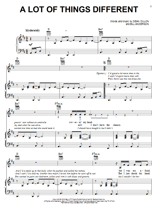 Kenny Chesney A Lot Of Things Different Sheet Music Notes & Chords for Piano, Vocal & Guitar (Right-Hand Melody) - Download or Print PDF