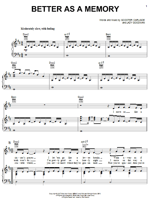 Kenny Chesney Better As A Memory Sheet Music Notes & Chords for Piano, Vocal & Guitar (Right-Hand Melody) - Download or Print PDF Kenny Chesney Better As A Memory Sheet Music Notes & Chords for Piano, Vocal & Guitar (Right-Hand Melody) - Download or Print PDF