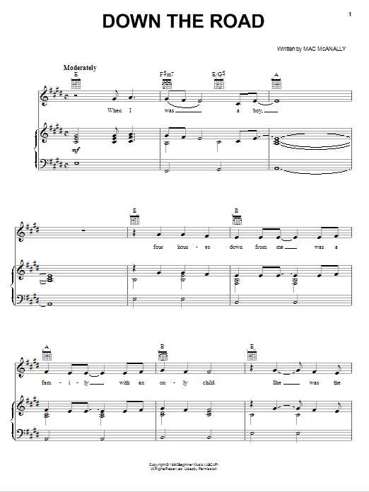 Kenny Chesney Down The Road Sheet Music Notes & Chords for Piano, Vocal & Guitar (Right-Hand Melody) - Download or Print PDF Kenny Chesney Down The Road Sheet Music Notes & Chords for Piano, Vocal & Guitar (Right-Hand Melody) - Download or Print PDF