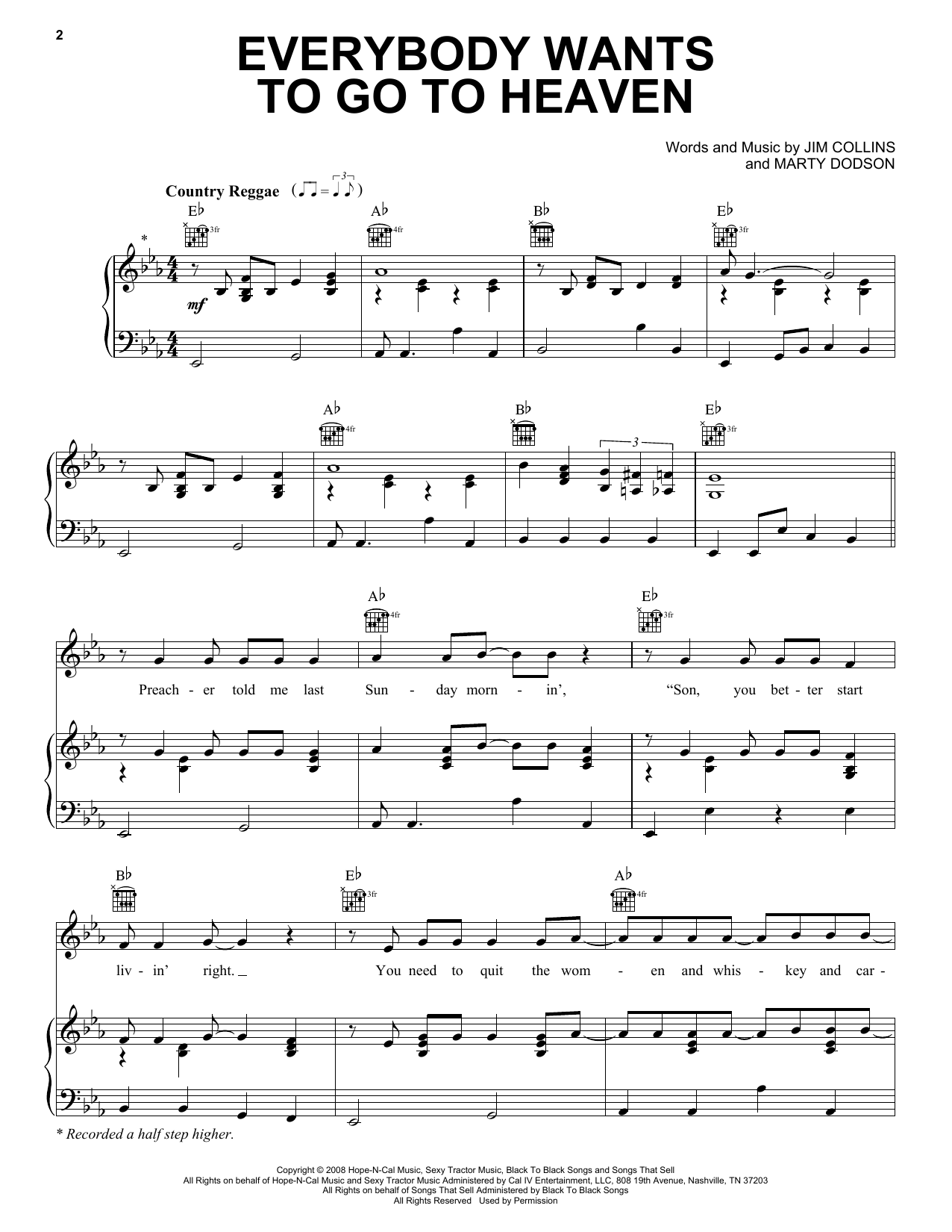 Kenny Chesney Everybody Wants To Go To Heaven Sheet Music Notes & Chords for Piano, Vocal & Guitar (Right-Hand Melody) - Download or Print PDF